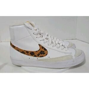 Nike Blazer Mid '77 Leopard Womens Size 8.5 White Leather Sneakers (DA8736-101)
